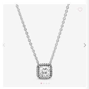 Square sparkle halo necklace timeless elegant